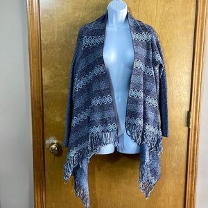 Military Hippie cascading cardigan blue print size S. NWOT.